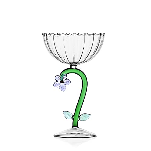 Ichendorf Milano Champagnerschale lila Blume | Botanische Kollektion | 28 cl | Borosilikatglas | handgefertigt von Ichendorf Milano