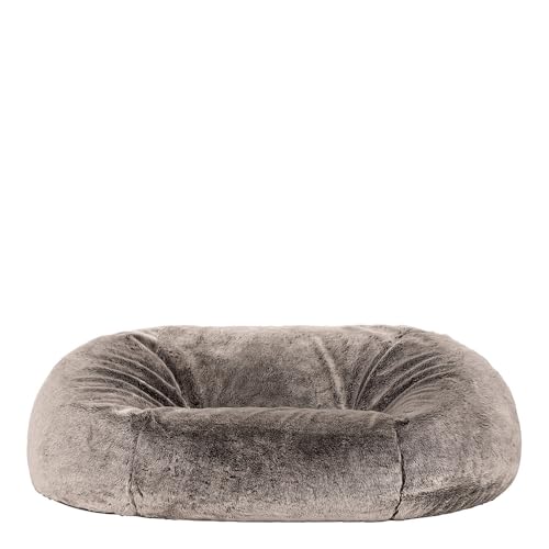 Icon Riesensitzsack Flauschig aus Kunstfell „Cloud“, Grau, XXL Sitzsack Sofa für Erwachsene, Sitzsack Sessel mit Füllung für das Wohnzimmer von Icon