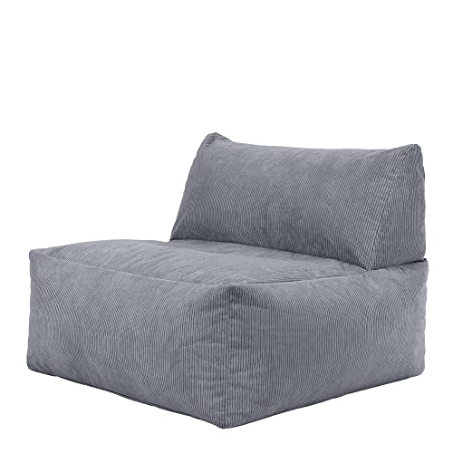 Icon Tetra Liegesessel Sitzsack, Modulares Bodensofa, Feines Cord Sitzsack Sofa, Dunkelgrau, großer Sitzsack für Erwachsene mit Füllung von Icon