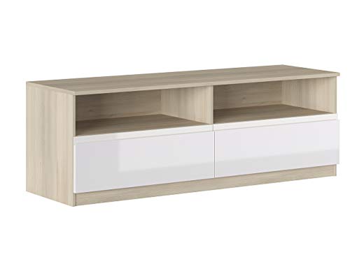 Iconico Home MIK Modern, TV-Schrank mit Tagesfächern und 2 Schubladen mit Rollschienen, mit integrierten Griffen von Iconico Home