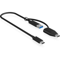 IB-CB033, USB-C zu USB-A Kabel + USB-A to USB-C Adapter, 35 cm, USB 3.2 (Gen 2) 10 Gbit/s, schwarz von Icy Box
