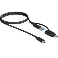 IB-CB034, USB-C zu USB-A Kabel + USB-A zu USB-C Adapter, 100 cm, USB 3.2 (Gen 2) 10 Gbit/s, schwarz von Icy Box