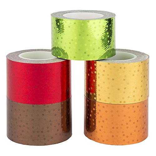 Ideen mit Herz Deko-Klebeband, 30mm x 5m, 5 Rollen | Washi Tape | Masking Tape | Dekoband | Laseroptik, gelasert, Hologramm, Holografie, 5 Farben von Ideen mit Herz