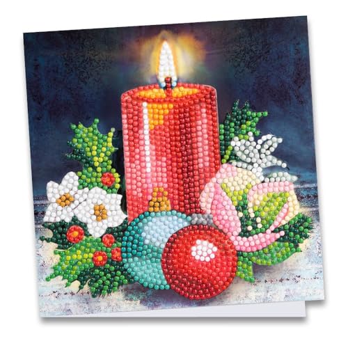 Ideen mit Herz Diamond-Painting-Grußkarte | 16 cm x 16 cm | 370 g/m² | Inkl. Umschlag & Werkzeug (Kerze & Weihnachtskugeln 3) von Ideen mit Herz