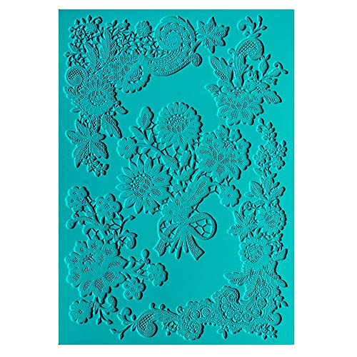 Ideen mit Herz Silikon-Dekormatte | Silikonform Fondant | Höhe: 2mm | Spitzen-Design | ideal zur Herstellung von Bordüren in Spitzenoptik | Werkzeug zum Formen von Fondant (Design 41 | 21cm x 15cm) von Ideen mit Herz