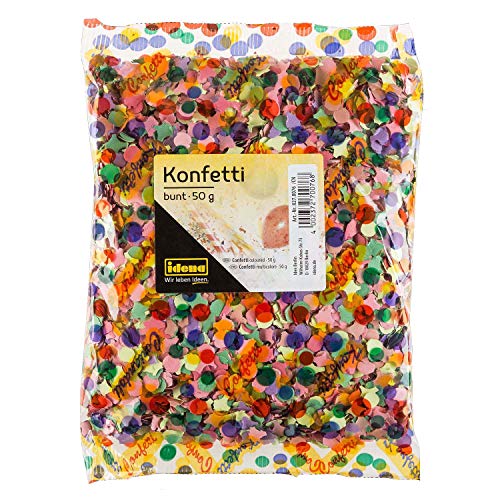 Idena 8270076 - Konfetti, 50 g, Mehrfarbig, aus Papier, Dekoration, Geburtstag, Karneval, Mottoparty von Idena