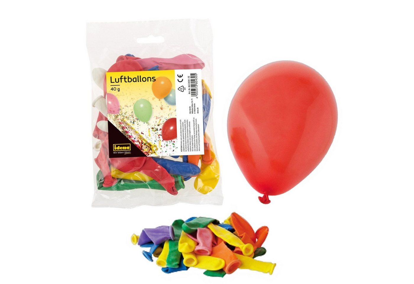 Idena Luftballon Idena 8630430 - Luftballons ca. 40 g, farbig gemischt, das fröhliche von Idena