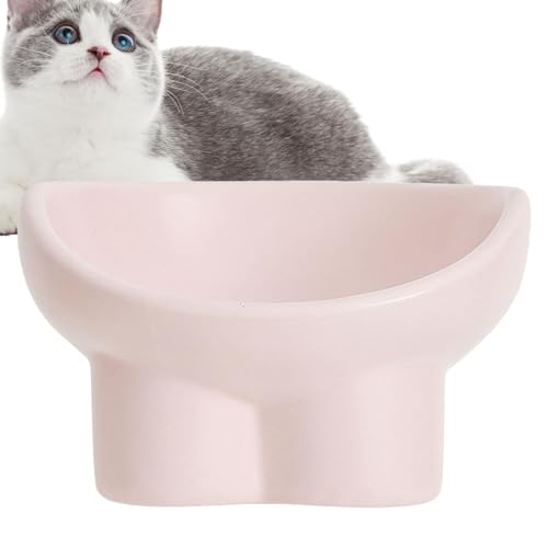 Idezek Erhöhter Katzennapf aus Keramik,Erhöhter Keramiknapf für Katzen - Erhöhter Katzennapf aus Porzellan,Verhindern Sie Erbrechen, schützen Sie die Halswirbelsäule, Porzellan-Erhöhungsschalen von Idezek