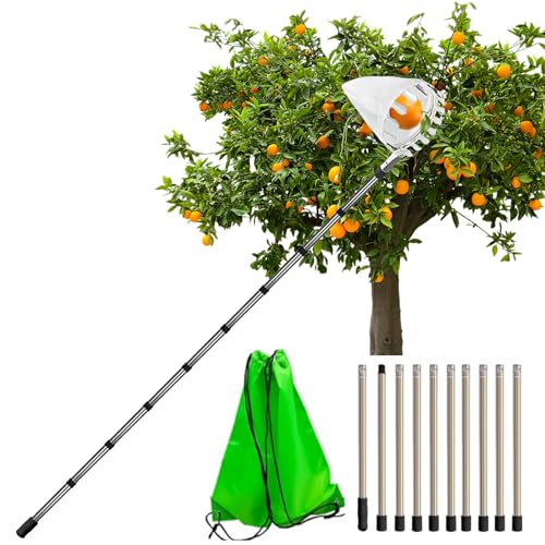 Idota Obstpflücker mit Teleskopstiel 4M, Apfelpflücker mit Edelstahl Teleskoppfahl und Tasche Diameter 16 cm, Obstpflücker für Kirschen Apfel Birne Idota Obstpflücker mit Teleskopstiel 4M, Apfelpflücker mit Edelstahl Teleskoppfahl und Tasche Diameter 16 cm, Obstpflücker für Kirschen Apfel Birne von Idota