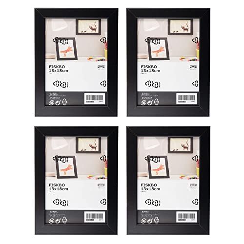 Ikea Fiskbo Bilderrahmen, 13 x 18 cm, schwarz, 4 Stück, Pappe, Faserplatte, Folie, Polystyrol-Kunststoff, Acrylfarbe, Schwarz , 13x18cm von Ikea