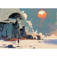 Studio Ghibli Inspirierter Kunstdruck Terra Nova Strand. Aquarell Fantasy Landschaft Poster, Anime Wand Kunst Geschenk Und Dekor von IkkoArtPrints
