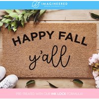 Happy Fall Y'all Fußmatte - Veranda Dekor Herbst Wohnkultur Willkommensmatte Teppich Herbstdekoration Saisonales von Imagineered