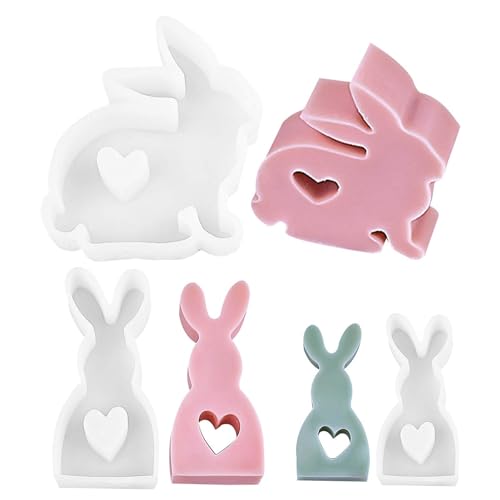 3 Stück Ostern Kaninchen Silikonformen Gießformen, Hasenform für Ostern, Ostern Hase Kerzenformen, Giessform Silikon für Fondant, Gips, Sojawachs Kerzen, Seife, Handwerk, Ostergeschenke von Imtrub