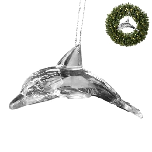 Delphin Ornament für Weihnachtsbaumschmuck, Transparenter Delfinschmuck aus Acryl, Delfin-Skulptur, Marine Life Dekorative Geschenke, Auto-Ornament von Imtrub