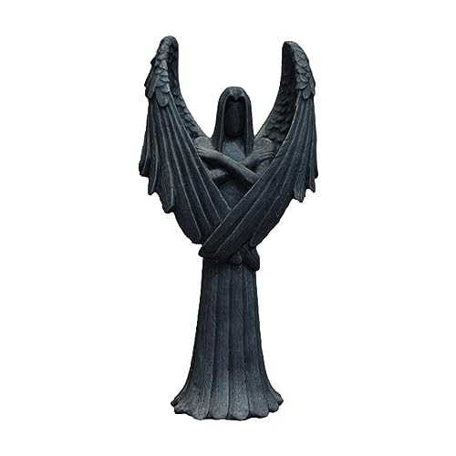 Imtrub Deko Figur Engel Statue, Engel Skulptur Schwarz Deko mit Flügel, edles Accessoire für den Wohnbereich, Dekoobjekt, Dekoration Wohnzimmer, Kleine Skulptur, Engel Stehend, Harz, Schwarz von Imtrub