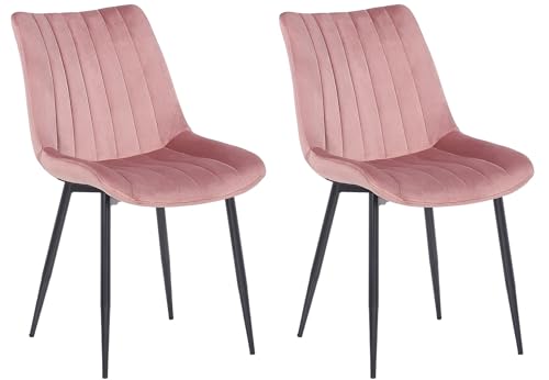 In And OutdoorMatch Stuhl Claire - Rosa - 2er Set - Esszimmerstuhl - Samt - Hochwertige Polsterung - Stilvoller Stuhl - Moderner Esszimmerstuhl - Dekorative Optik von In And OutdoorMatch