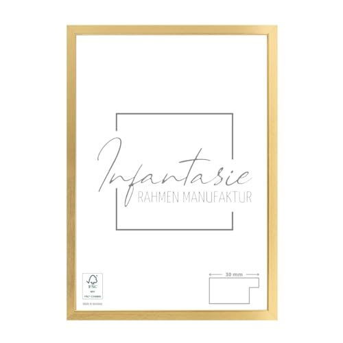 Infantasie 'N°2' Bilderrahmen 13x17 handgefertigt nach Maß | Gold | MDF Holz-Design Collage Rahmen inkl. Kunstglas und Metall Aufhänger (Querformat & Hochformat) von Infantasie