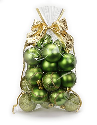 20 Stk. Christbaumkugeln 6cm Kuststoff // PVC Weihnachtskugeln Baumschmuck Dekor Motive Plastik Christbaumschmuck Mix Set Weihnachten Geschenk (hellgrün) von Inge-glas