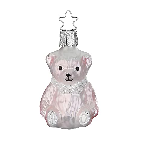 Christbaumschmuck Glas 6,5cm Baby Bär Mädchen erstes Weihnachten mundgeblasen handbemalt Hellrosa von Inge-glas