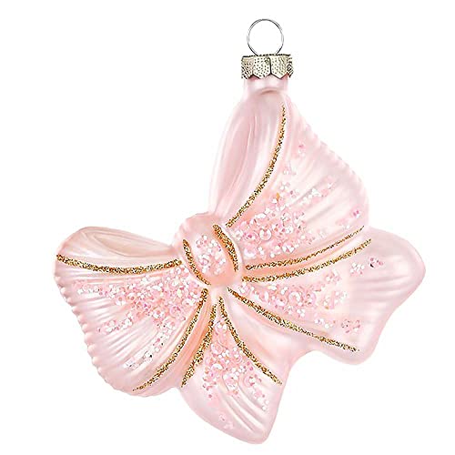 Christbaumschmuck Schleife 4,5cm rosa | Weihnachtskugel Figur aus Glas | Weihnachtsschmuck (rosa) von Inge-glas