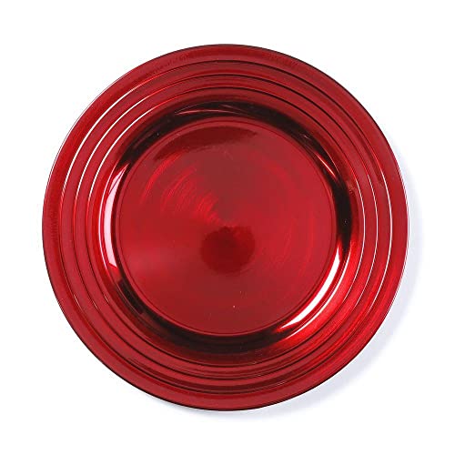 Inge-glas Dekoplatte 33cm rund Rillen rot | Deko-Tablett aus Kunststoff | Schale für Deko Weihnachten Adventskranz (rot) von Inge-glas