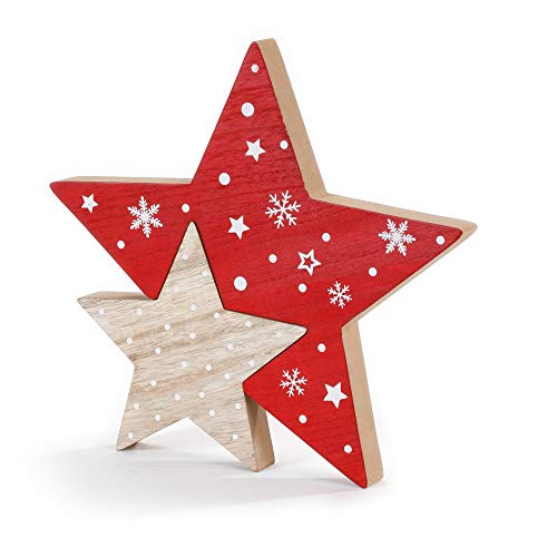 Inge Christmas Weihnachten Deko Stern rot 27cm Holz MDF Dekoration Aufsteller von Inge-glas