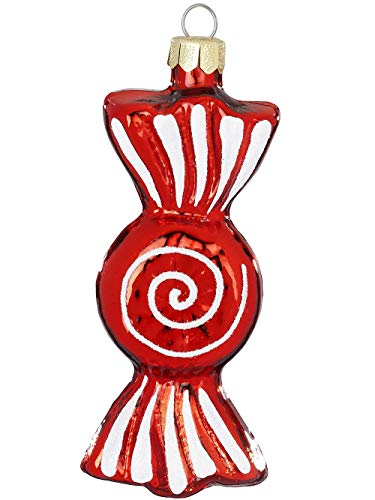 Inge Glas Magic Weihnachtskugel Bonbon | Christbaumkugel 64487H120 | Christbaumschmuck Süßigkeit Weihnachtsbaumkugel (rot rund) von Inge-glas