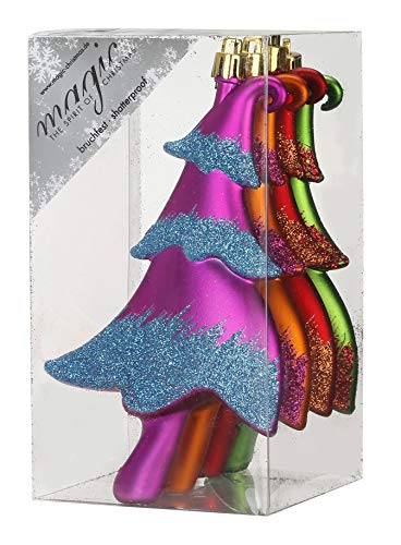 Inge-glas 4 Christbaumkugeln Kunststoff 14cm Tannenbäume Kunststoff // Christbaumschmuck Weihnachtskugeln Weihnachtsschmuck Weihnachten Deko Tannenbaum Weihnachtsbaum Bäume, Farbe:Mille-Fiori (bunt) von Inge-glas