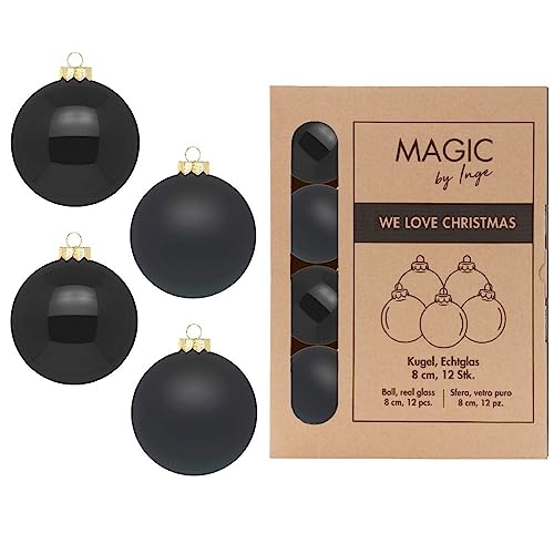 Kugel Ebony Black - WE Love Christmas - Magic by Inge - 12 Stück / 8cm von Inge-glas