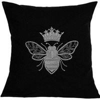 Queen Bee, Silber, Bestickt, Kissenbezug, Schwarz, 12 Zoll, 14 16 18 Letzte Zwei Geschenkidee von Inknstitchkraft