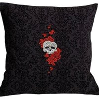 Skull & Roses Kissenbezug 14"x14" Letztes von Inknstitchkraft