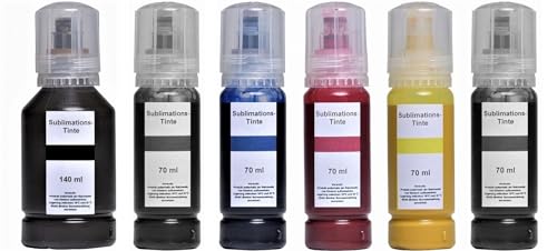 490 ml SUBLIMATIONSTINTE kompatibel mit Epson Ecotank 114 für EcoTank ET-8500, ET-8550-140 ml black + je 70 ml photo-black, cyan, magenta, yellow, grau von Inkpro