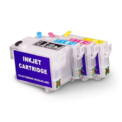 Inkpro - 4 nachfüllbare Tintenpatronen mit Auto-Reset-Chips kompatibel mit Epson T27 XL Black, Cyan, Magenta, Yellow für Workforce WF-3620, 3640, 7110, 7210, 7610, 7615, 7620, 7710, 7715, 7720 von Inkpro