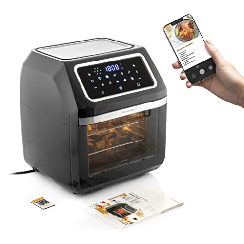 InnovaGoods® Heißluftfriteuse 12L, airfryer 1800W mit +100 Rezepten in DE. heissluftfriteuse mit 8 Zubehör, 10 Programme, Touchscreen, Timer, Heißluftofen mit Fenster und Innenbeleuchtung. von InnovaGoods