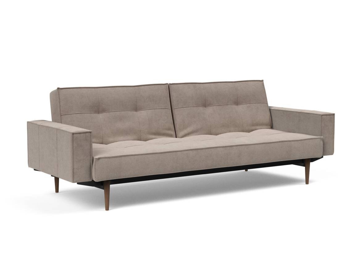 Innovation Splitback Klappsofa mit Polster-Armlehne 318 Cordufine, Beige Styletto Holz dunkel / Gestell schwarz Innovation Splitback Klappsofa mit Polster-Armlehne 318 Cordufine, Beige Styletto Holz dunkel / Gestell schwarz von Innovation