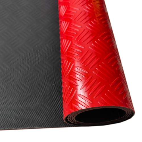 Gummimatte Garagen-Gummibodenrolle mit Rautenprägung, wasserdichte Gummibodenmatte für Fitnessstudio/Lager/Unter Autoanhänger, 2 3 5 6 7 8 10 11 13 15 Fuß(Red,0.6 x 1m/2 x 3.3ft) von Innovz