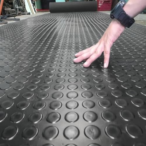 Gummimatte Garagenboden-Rollmatten, Gummifußmatten mit Münzgriff-Textur, Leicht zu Reinigende Gummirollen 2 Fuß 7 Fuß 11 Fuß 15 Fuß, Schneidbare DIY-Parkschutzmatten(Gray,0.6 x 5.4m/2 x 17.7ft) von Innovz