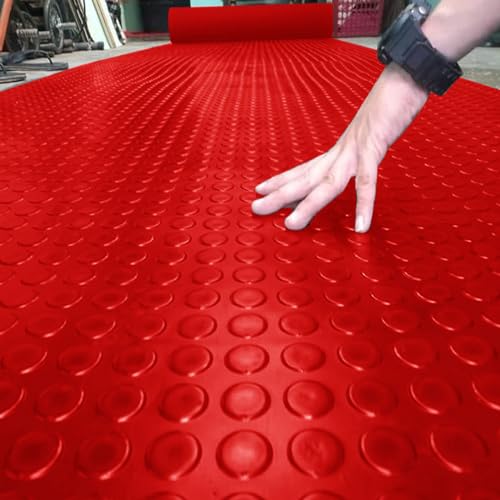 Gummimatte Garagenboden-Rollmatten, Gummifußmatten mit Münzgriff-Textur, Leicht zu Reinigende Gummirollen 2 Fuß 7 Fuß 11 Fuß 15 Fuß, Schneidbare DIY-Parkschutzmatten(Red,0.6 x 1.8m/2 x 5.9ft) von Innovz