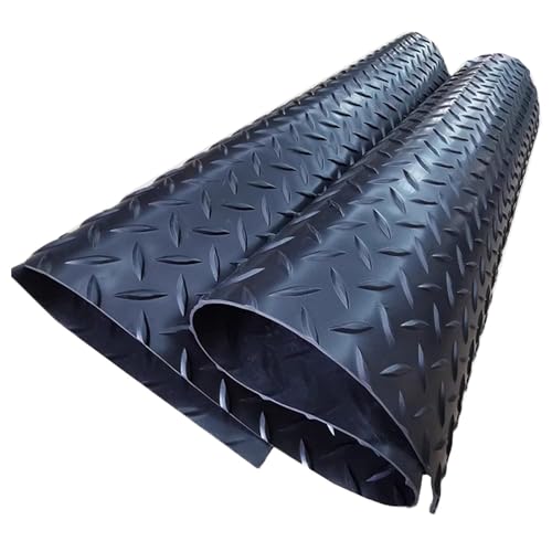 Gummimatte Schwarze Gummibodenrolle für Heim-Fitnessstudio und Garage, 2,8 Mm Dicke rutschfeste PVC-Bodenmatten, 2-20 Fuß Lange Rautenmattenrollen für Den Eingang Zur Veranda(0.6 x 1.8m/2 x 5.9ft) von Innovz