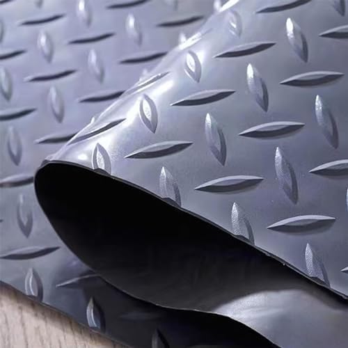 Gummimatte rutschfeste Gummi-Fußmatten in Rollenform, Robuste Bodenbelagsrolle mit Rautenprägung, 1-5 M Gummimatte für Türöffnungen, Keller, Haus, Terrasse, unter Autos(Gray,0.6 x 2.2m/2 x 7.2ft) von Innovz