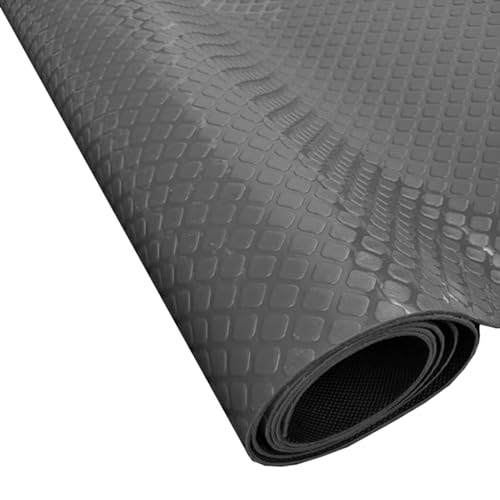 Gummimatte wasserdichte Gummibodenbelagsrolle Schachbrettplatte, 1m 2m 3m 4m 5m Gummifußmatten mit Rutschfester Unterseite, Garage Lager Werkstatt Parkhaus(Gray,2 x 0.6m/6.6 x 2ft) von Innovz