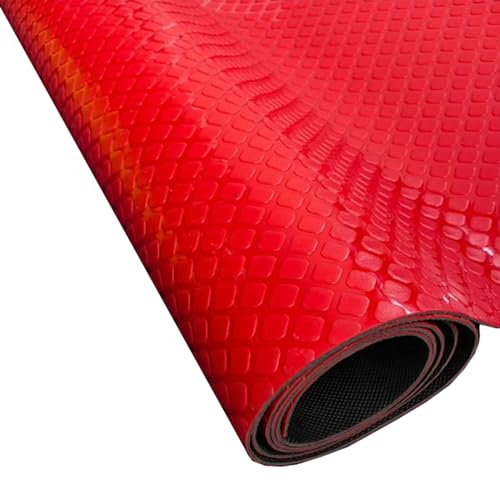 Gummimatte wasserdichte Gummibodenbelagsrolle Schachbrettplatte, 1m 2m 3m 4m 5m Gummifußmatten mit Rutschfester Unterseite, Garage Lager Werkstatt Parkhaus(Red,0.6 x 6.2m/2 x 20.3ft) von Innovz