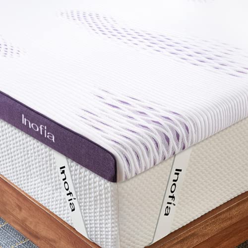 Inofia Topper 180x200 cm Gel Matratzenauflage Memory Foam Topper für Matratzen oder Boxspringbett |2cm RG50 Gelschaum+6cm Lavender Reliefoam|waschbar Bezug|100 Nächte Probeschlafen|10 Jahre Garantie von Inofia Sleep