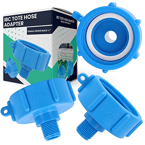 IBC Container Tank Verbinder Adapter Deckel Ø 1/2 Zoll Außengewinde S60x6 IG Grobgewinde Blau Kunststoff Tankdeckel | Anschluss Zubehör Für Tank- & Wasserbehälter Regentonnen Regenwassertank von Instalguru