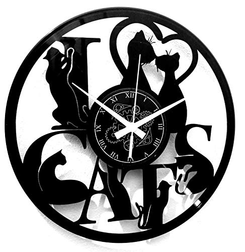 Instant Karma Clocks | Katzen Design Wanduhr aus Musik-Schallplatte – I Love Cats Motiv | Geräuschlosem Quarzwerk | Geschenkidee für Küche, Schlafzimmer, Wohnzimmer Instant Karma Clocks | Katzen Design Wanduhr aus Musik-Schallplatte – I Love Cats Motiv | Geräuschlosem Quarzwerk | Geschenkidee für Küche, Schlafzimmer, Wohnzimmer von Instant Karma Clocks