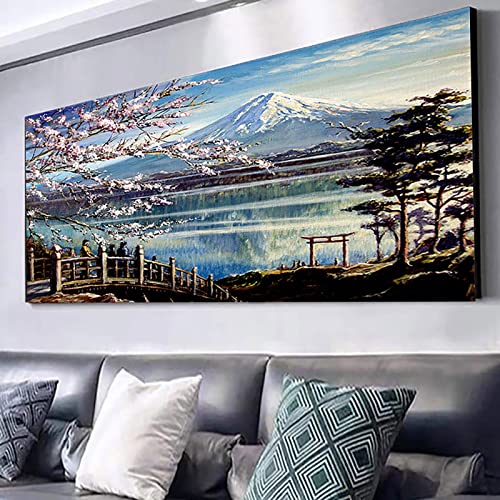 Instarry 5D Diamond Painting Zubehör Full Groß Kirschblüten und der Berg Fuji Wandbilder Wohnzimmer 100x40 cm von Instarry