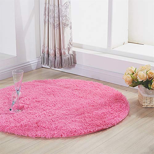 Insun Einfarbig Shaggy Teppich Hochflor Langflor Runden Teppiche Modern für Wohnzimmer Schlafzimmer Helles Rosa 40cm Durchmesser von Insun