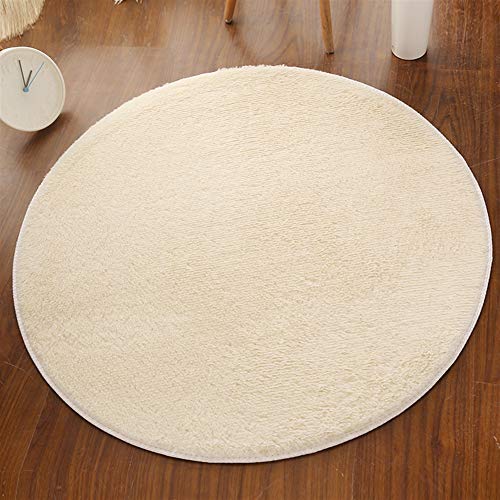 Insun Einfarbig Shaggy Teppich Hochflor Runden Teppiche Modern für Wohnzimmer Schlafzimmer Beige 130cm Durchmesser von Insun