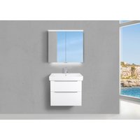 Badmöbel Set mit Geberit Smyle Waschbecken 75 cm, Unterschrank und Spiegelschrank Beton Anthrazit von Intarbad