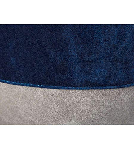 Inter Link - Sitzhocker - Hocker mit Stauraum - Wäschehocker - Pouf aus blauem und grauem Samt - mit Kunstledergriff - Osane von Inter Link